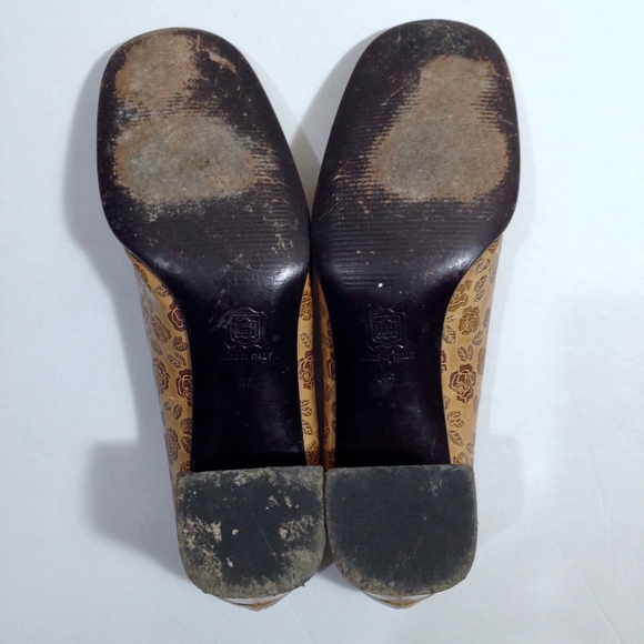 DOLCE & GABBANA Rose Print LEATHER Heels Size 7 - Picture 7 of 8